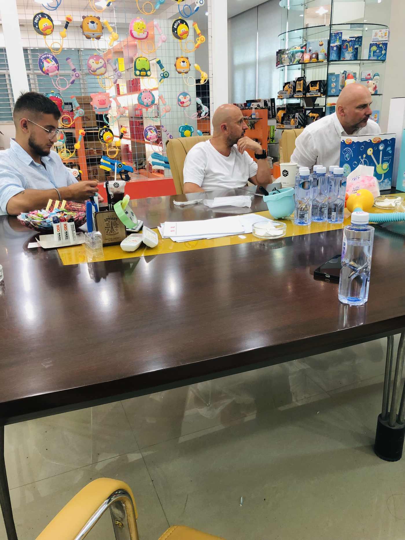 Physical samples on the review table