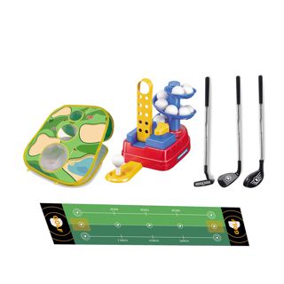 Outdoor Golf Game Set with Putting Mat and Tees