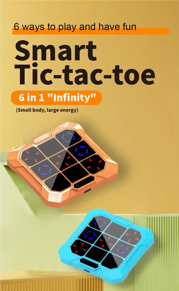 TW324701 Tic Tac Toe Bolt Game 6-in-1 Handheld Puzzle Game Console Po