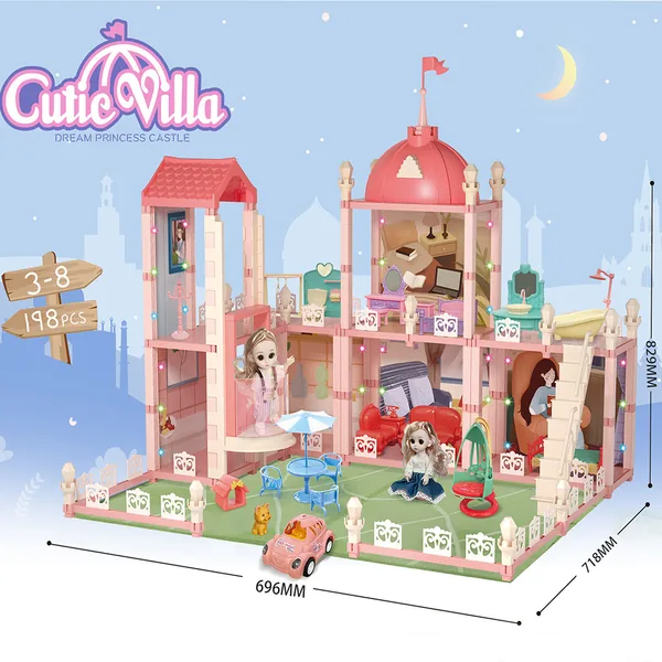 TW261891 Wooden House Cottage House Furniture Toys Set Fully Furnishe