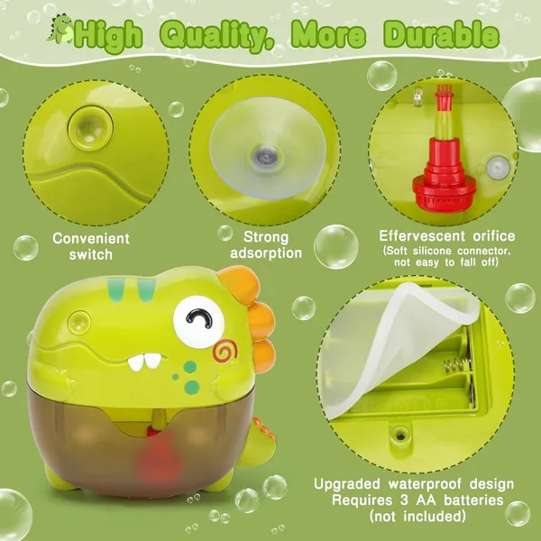 TW290626 Baby Bath Toys Cartoon Dinosaur Music Soap Blowing Bubble Ma