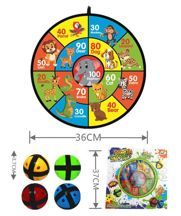 TW305143-Toy 36cm Portable Kids Dart Board Game Set Sticky Ball Toss Spor
