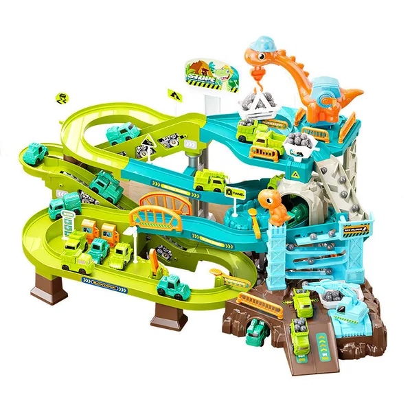TW304620 Dinosaur Climbing Hills Rail Car Construction Play Set with