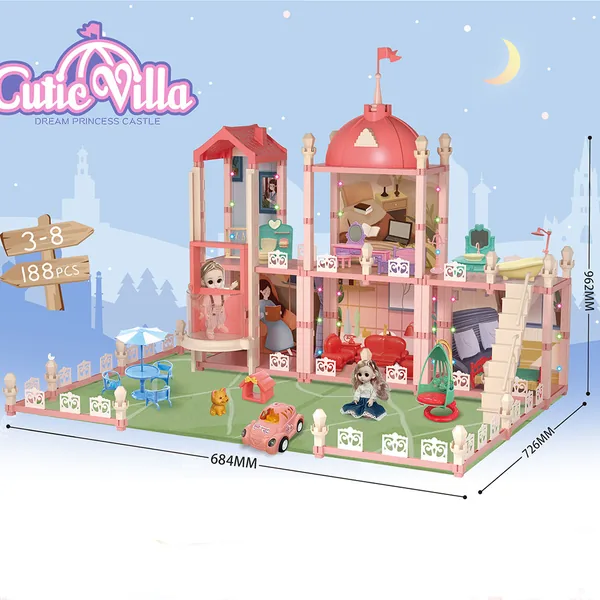 TW261891 Wooden House Cottage House Furniture Toys Set Fully Furnishe