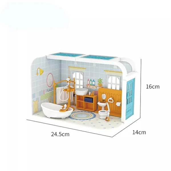 TW260999 Kids Educational Toys DIY Bathroom Cottage 3D Furniture Bath