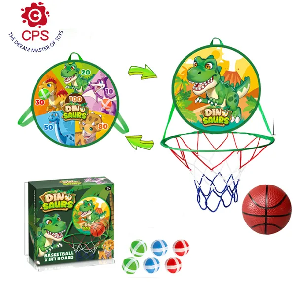 TW304953-Toy 2 in 1 Dinosaur Toss Game and Basketball Board Kids' Outdoor
