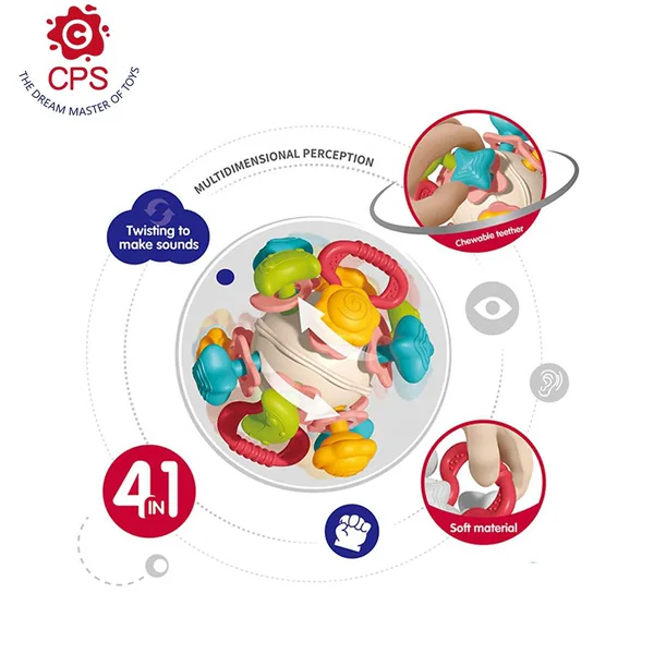 TW286411 4 in 1 Baby Sensory Toys Infant Chew Rattles Newborn Toddler