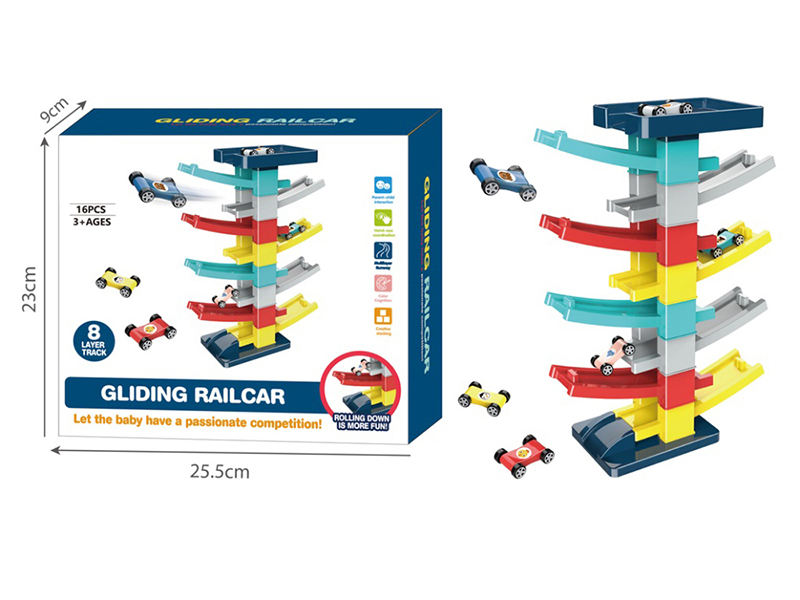 TW304474 Montessori Toy Gliding Car Ramp Slot Toy for Toddler Ramp Ra