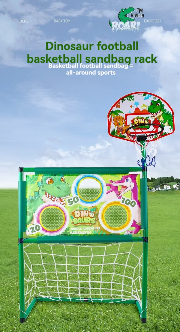 TW304914 3 in 1 Dinosaur Basketball Soccer Plastic Bean Bag Toss Game
