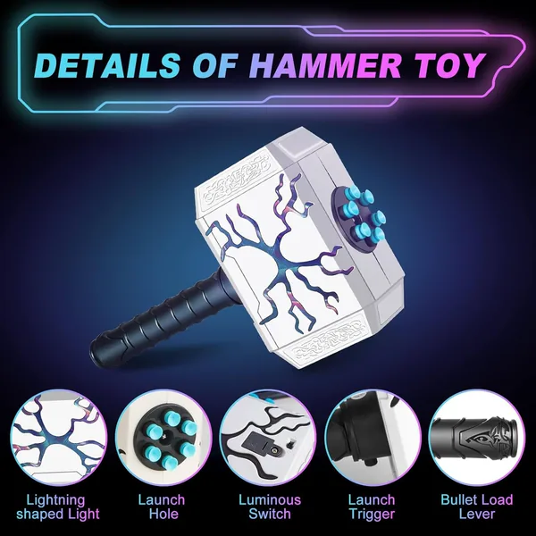 TW304604 Dart-Blasting Hammer Toy Gun with Light-up -Toys Shooting Ga