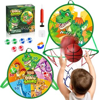 2 in 1 Dinosaur Mini Basketball Hoop and Dart Board