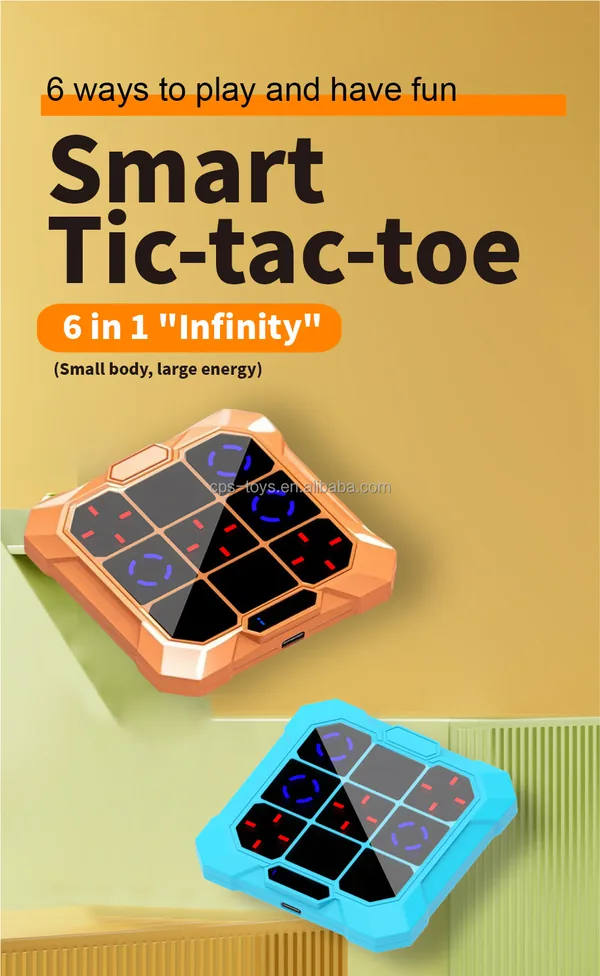TW324701 Tic Tac Toe Bolt Game 6-in-1 Handheld Puzzle Game Console Po