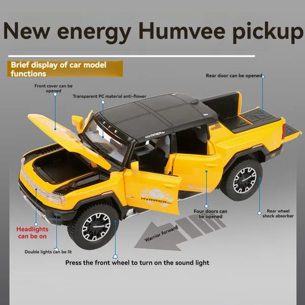 TW301045 Diecast Toys HUMMER PICKUP Metal Car Model Kid Cars Collecti
