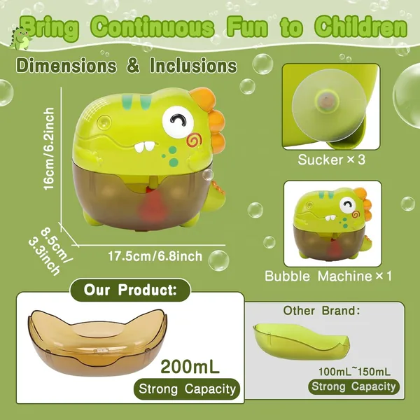 TW290626 Baby Bath Toys Cartoon Dinosaur Music Soap Blowing Bubble Ma