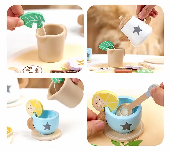 TW308811 NEW Wooden Pretend Play Toy Afternoon Tea Party Set for Kids