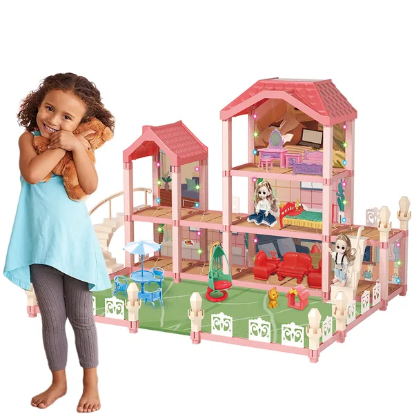 TW261980 Wooden House Cottage DIY Building Pretend Play Furniture Toy