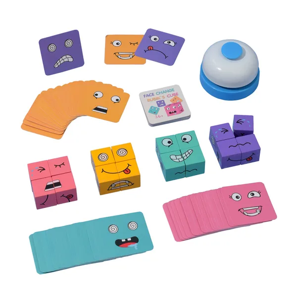 TW280236 NEW Wooden Face Changing Magical Cubes Expression Puzzle Bui