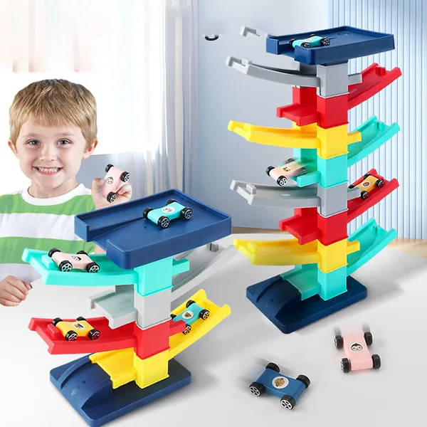 TW304474 Montessori Toy Gliding Car Ramp Slot Toy for Toddler Ramp Ra