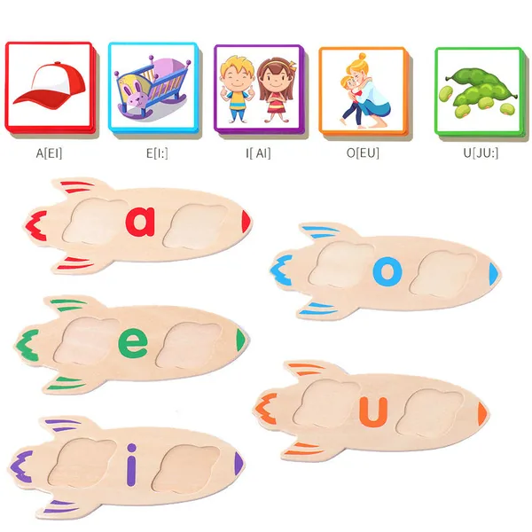 TW325555 Montessori Kids Educational Wooden CVC Word Game Writing Spe