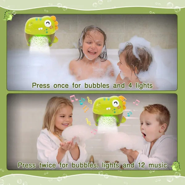 TW290626 Baby Bath Toys Cartoon Dinosaur Music Soap Blowing Bubble Ma