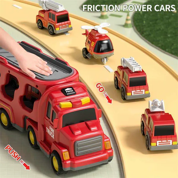 TW338778 5 in 1 Friction Powered Fire Truck Play Set for Kids Toys Ed