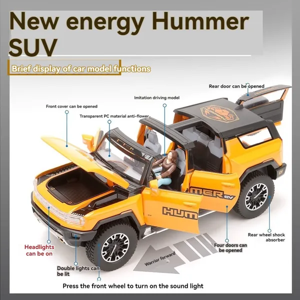 TW301048 1/24 Diecast Toys HUMMER SUV Car Toys Metal Car Model Collec