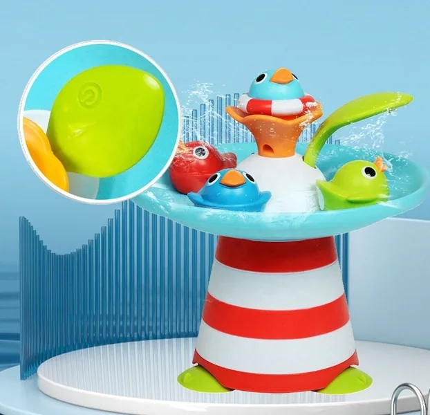 TW114918 Baby Bath Toys Floating Kid Bath Toys Sprinkler Duck Toys Mu