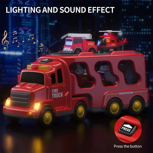 TW338778 5 in 1 Friction Powered Fire Truck Play Set for Kids Toys Ed