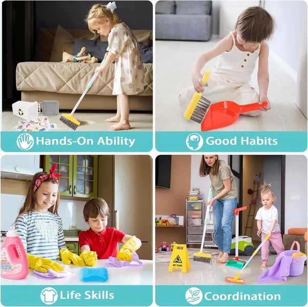 TW266426 14 Pcs Cleaning Set Pretend Play Toy Toddler Cleaning Set In