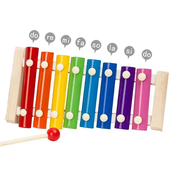 TW307384 Children's Educational Wooden Handbell 8-tone Colourful Musi