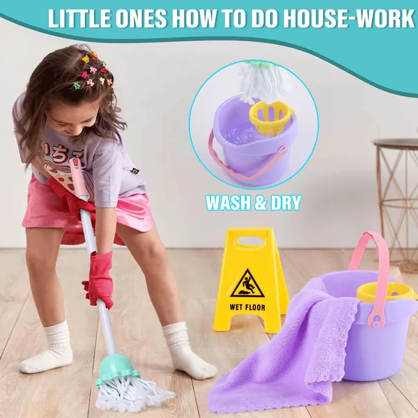 TW266426 14 Pcs Cleaning Set Pretend Play Toy Toddler Cleaning Set In