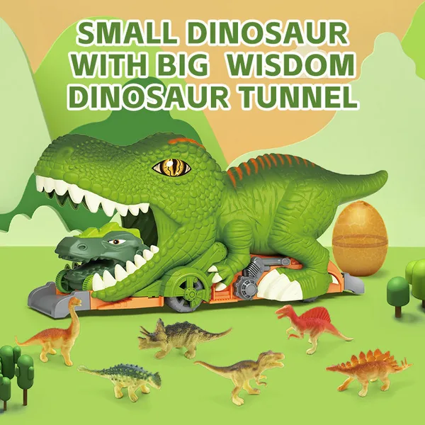 TW304480 Kids Dinosaur Swallowing Car Toy with Mini Dino Figures Slid