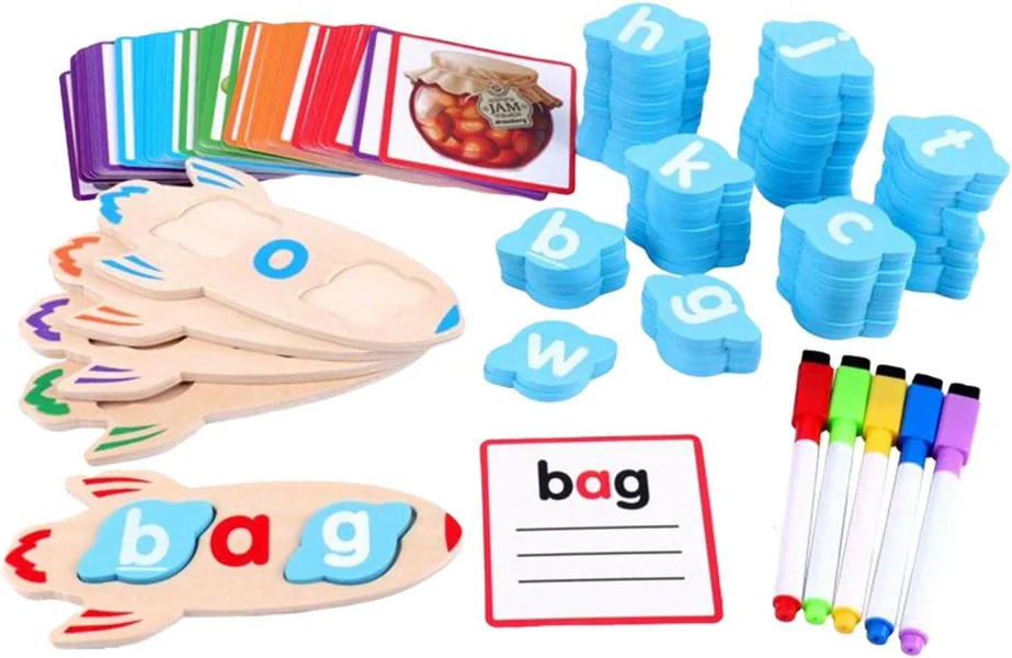 TW325555 Montessori Kids Educational Wooden CVC Word Game Writing Spe