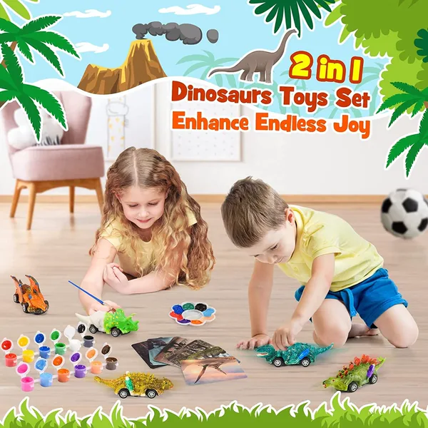 TW268950 Dinosaur Toys for Kids 2 in 1 Dinosaurs Painting Kits and Pu