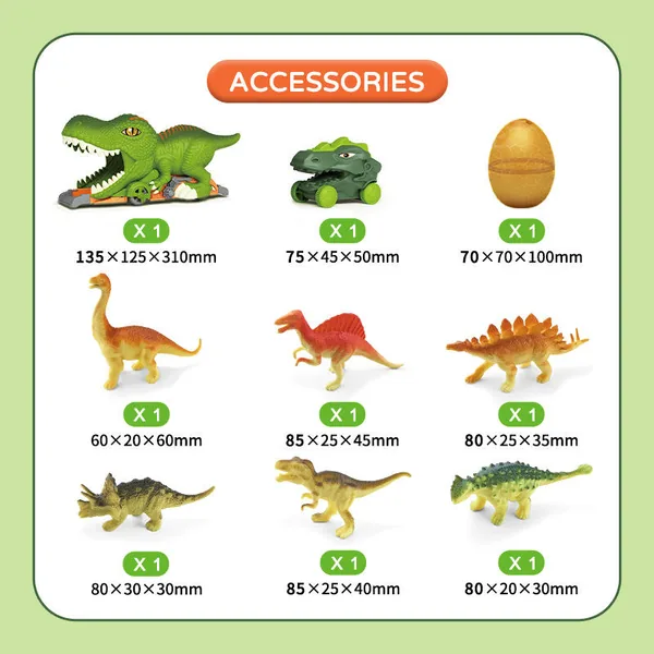 TW304480 Kids Dinosaur Swallowing Car Toy with Mini Dino Figures Slid