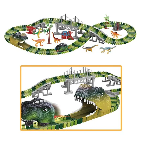 TW272385 Battery Operated 183PCS Dinosaur Track Toy for Kids Slot Car