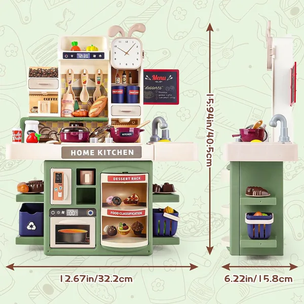 TW283809 Kitchen Set Toy with Realistic Steam and Light-up Toys Prete