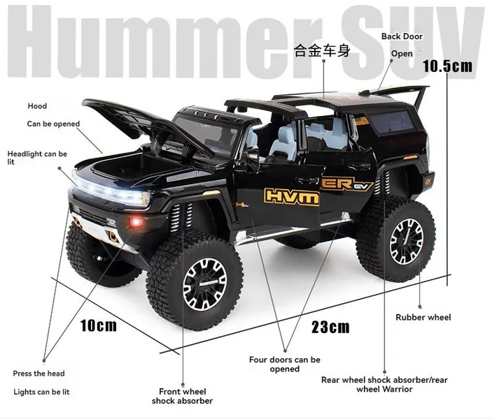 TW301046 Big Off-roads Wheel Diecast Toys Car HUMMER Metal Model Coll