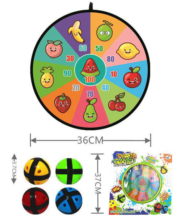 TW305143-Toy 36cm Portable Kids Dart Board Game Set Sticky Ball Toss Spor