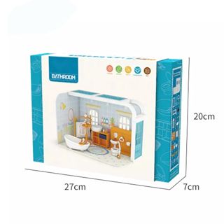 DIY Educational Bathroom Cottage 3D Furniture Assemble Model