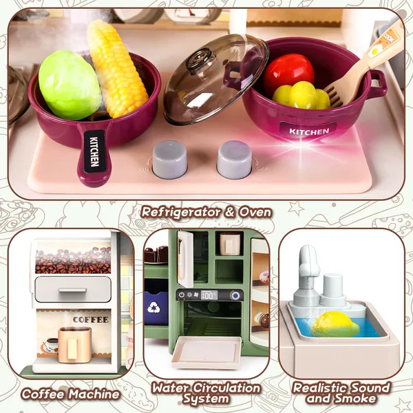 TW283809 Kitchen Set Toy with Realistic Steam and Light-up Toys Prete