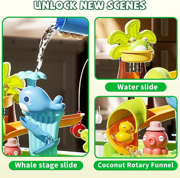 TW294663 3-in-1 Plastic Toddler Kitchen Pretend Play Sink with Runnin
