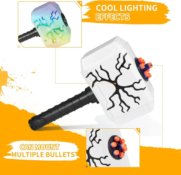 TW304604 Dart-Blasting Hammer Toy Gun with Light-up -Toys Shooting Ga