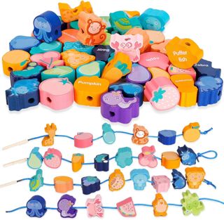 Threading Beads Set with Storage Box Lacing Toy