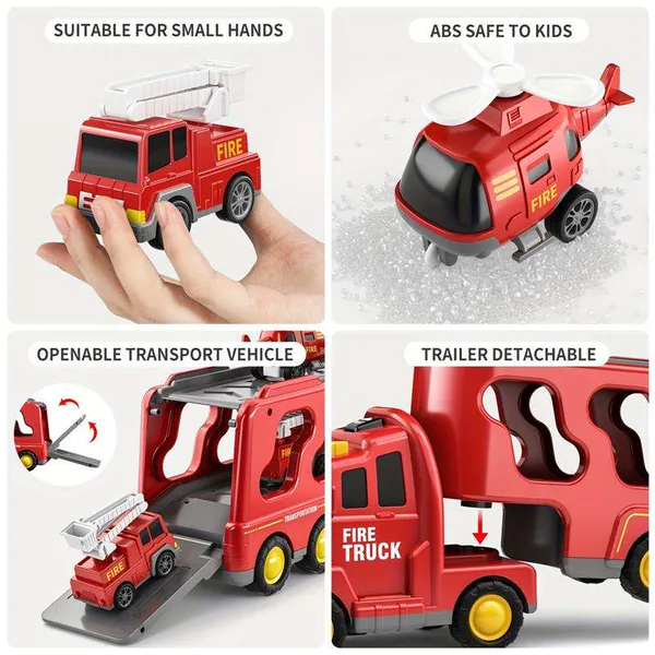 TW338778 5 in 1 Friction Powered Fire Truck Play Set for Kids Toys Ed