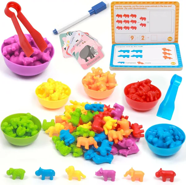 TW281858 Montessori Kids Counting Toys Color Matching Letter Game Fun