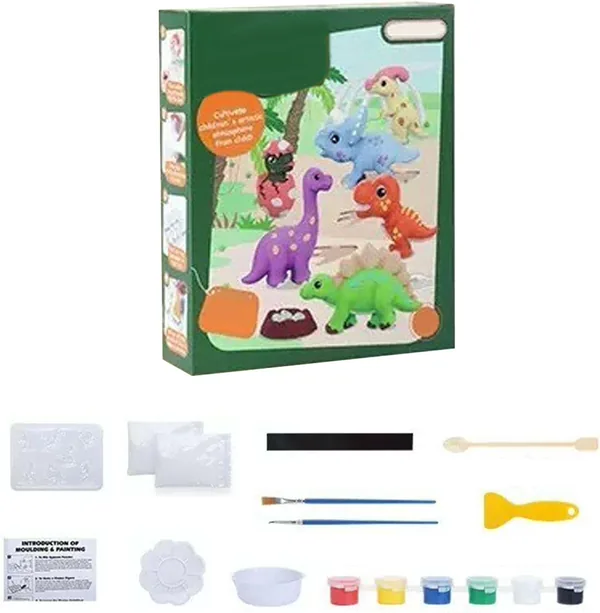 TW307400 DIY Dinosaur Painting Kit for Kids Plaster Painting Figurine