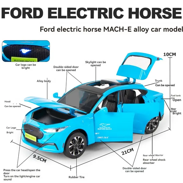 TW301049 1:24 Big Size Diecast Toys F-ord Mus-tang Mach-E Car Toys Me