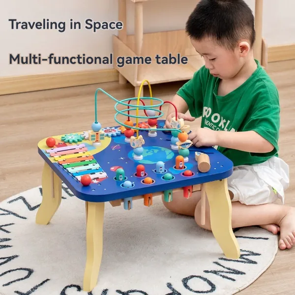 TW305229 5 in 1 Multi-functional Busy Board Montessori Wooden Table S