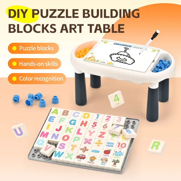 TW309267 2 in 1 Multi-function Drawing Board Building Blocks Table Ch